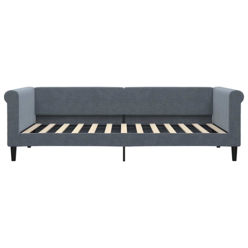 Slaapbank met onderschuifbed 90x200 cm fluweel donkergrijs is nu te koop bij PeponiXL, paradijselijk wonen!