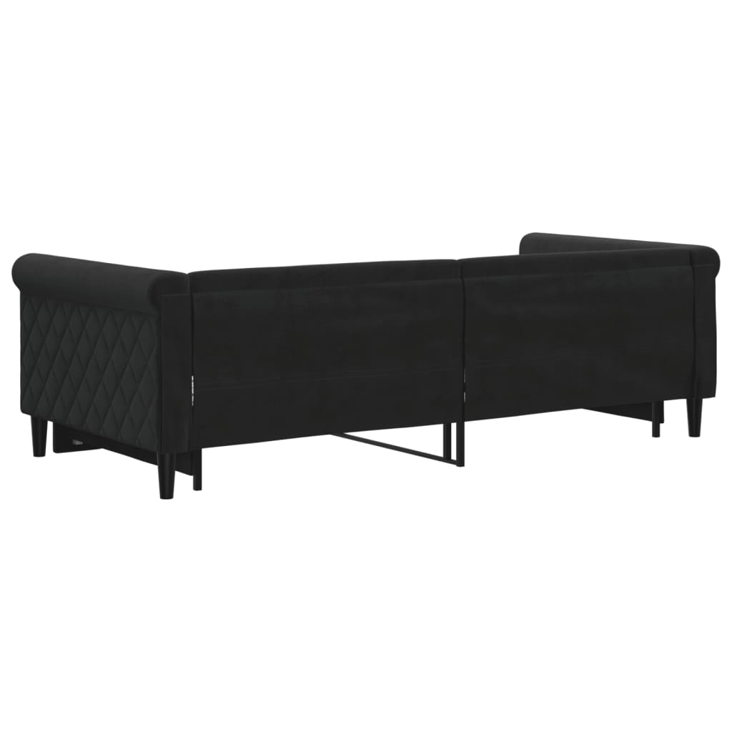 Slaapbank met onderschuifbed 90x200 cm fluweel zwart is nu te koop bij PeponiXL, paradijselijk wonen!