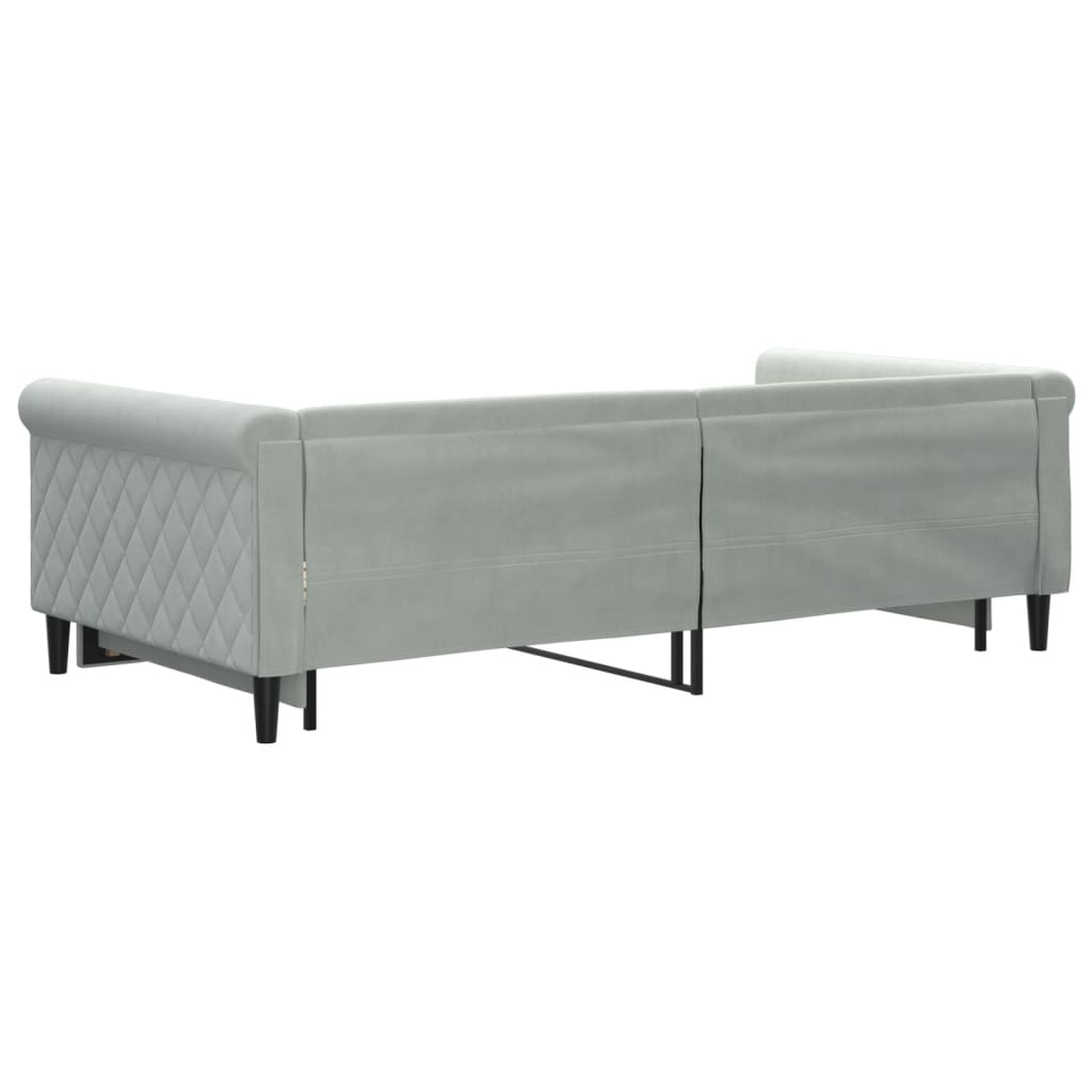 Slaapbank met onderschuifbed 100x200 cm fluweel lichtgrijs is nu te koop bij PeponiXL, paradijselijk wonen!