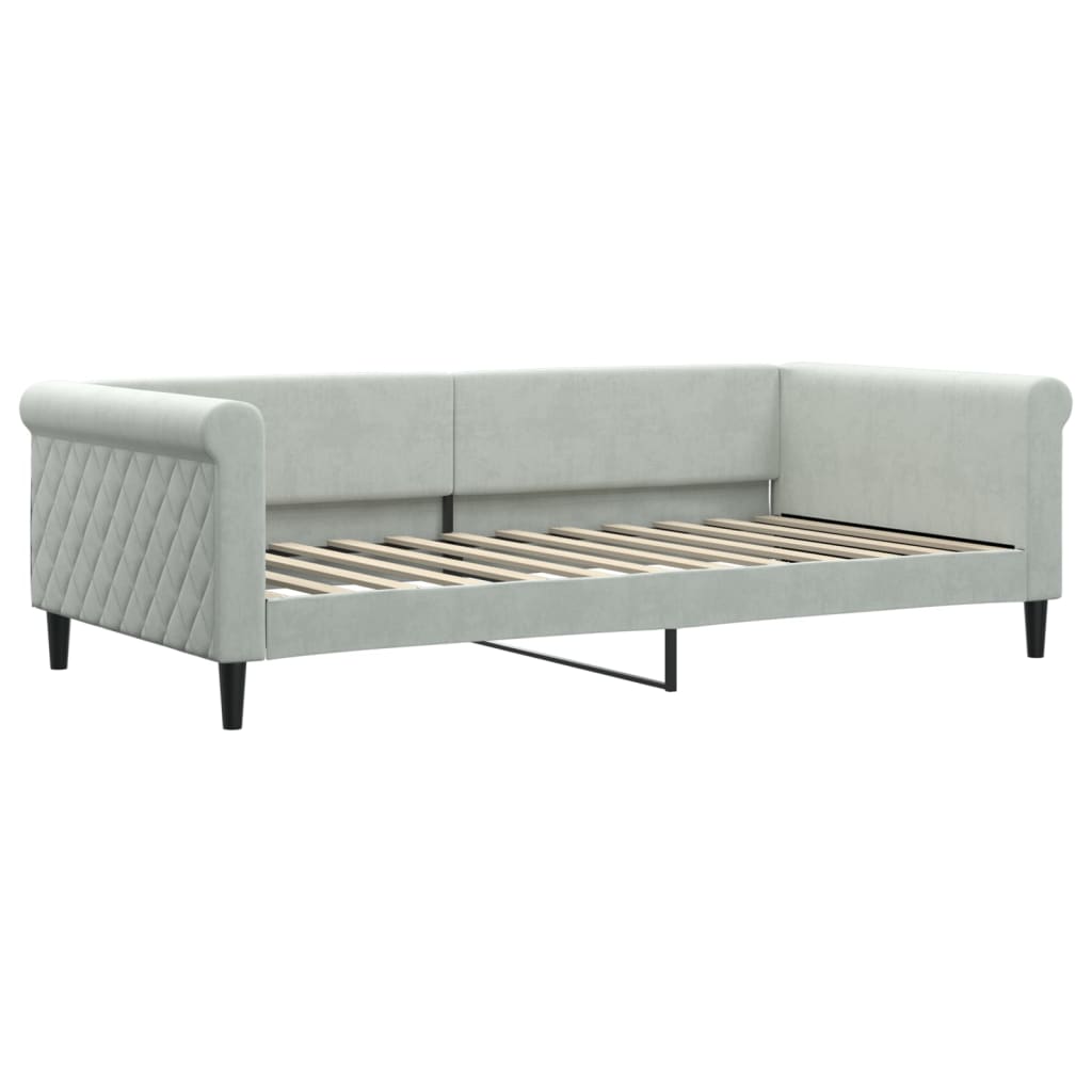 Slaapbank met onderschuifbed 100x200 cm fluweel lichtgrijs is nu te koop bij PeponiXL, paradijselijk wonen!