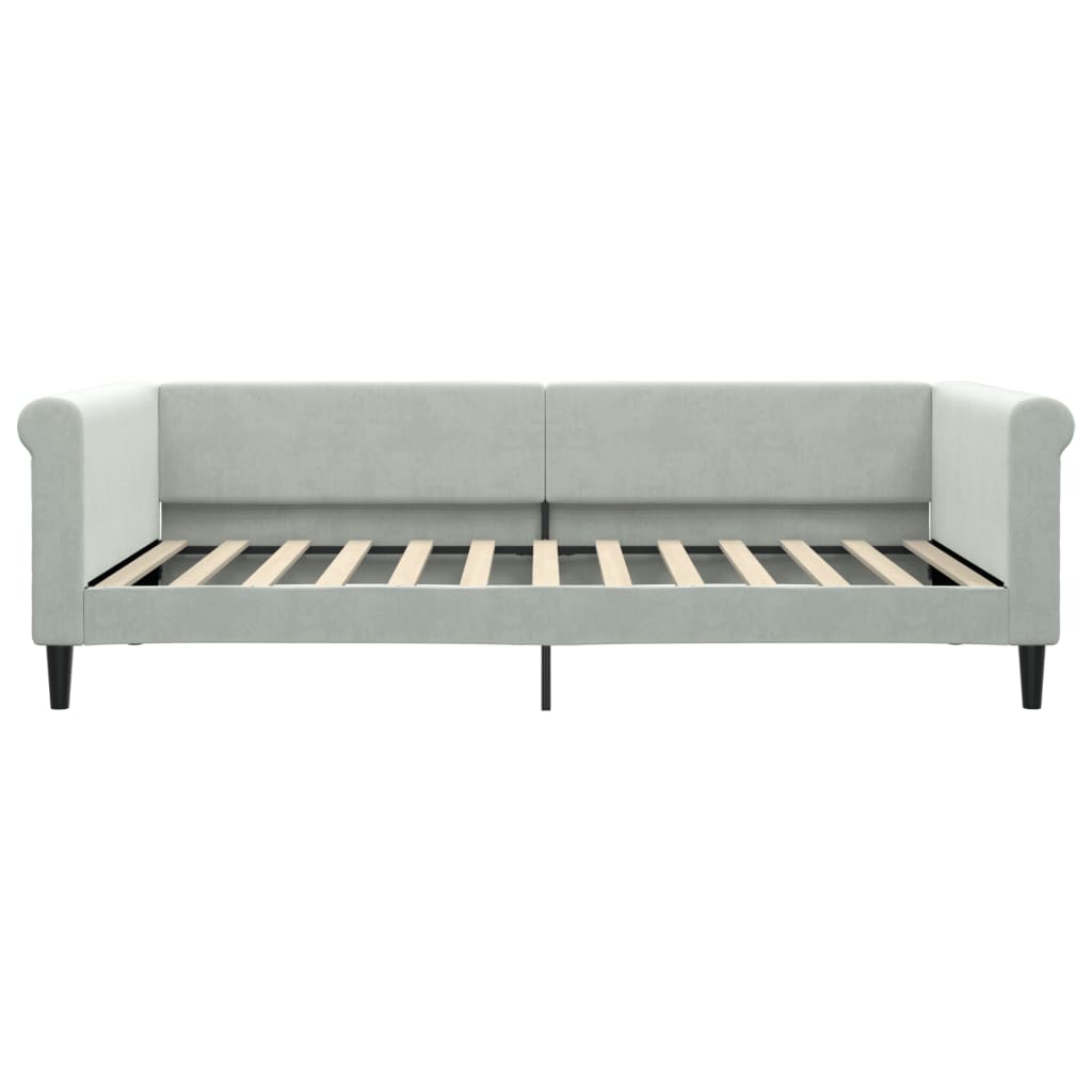 Slaapbank met onderschuifbed 100x200 cm fluweel lichtgrijs is nu te koop bij PeponiXL, paradijselijk wonen!