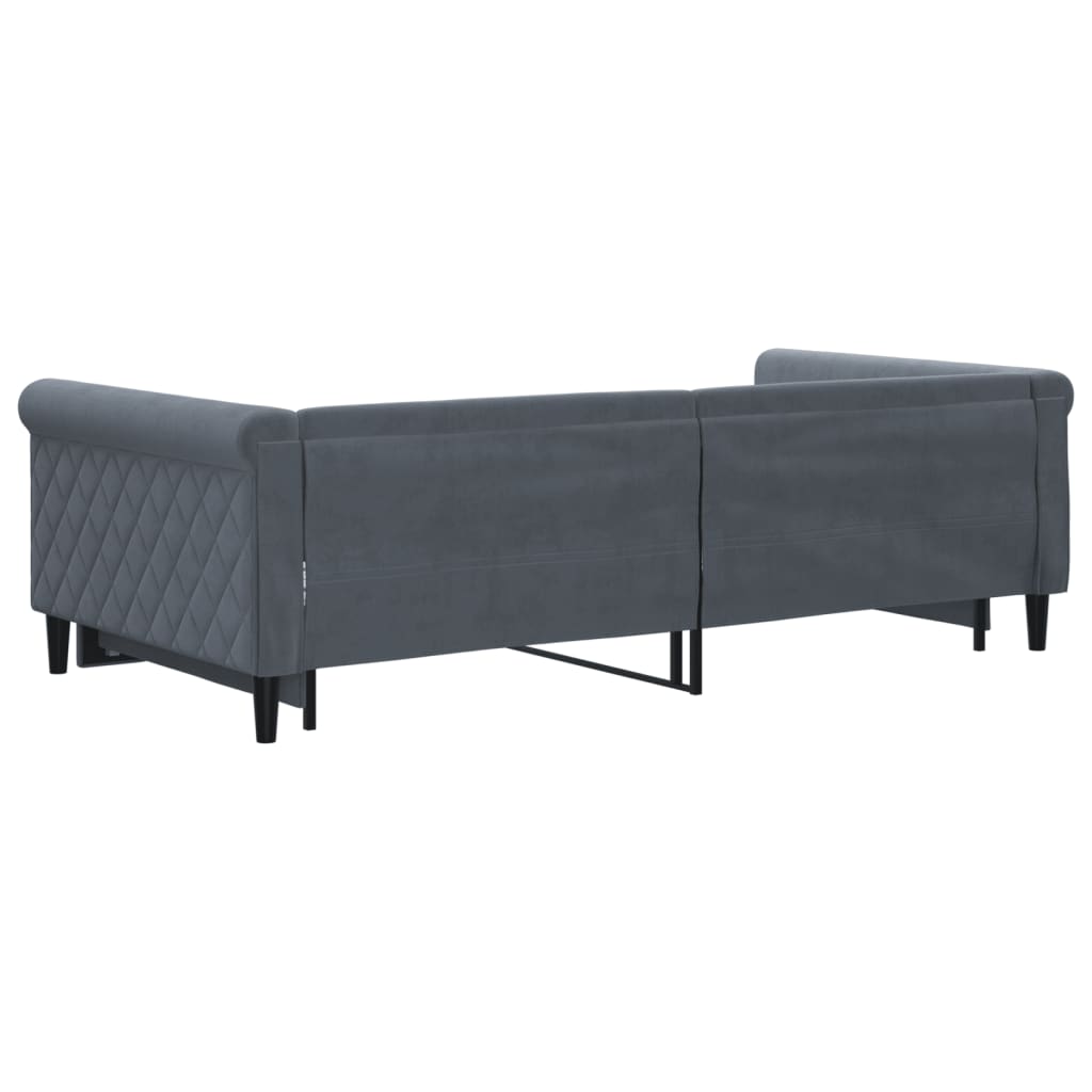 Slaapbank met onderschuifbed 100x200 cm fluweel donkergrijs is nu te koop bij PeponiXL, paradijselijk wonen!