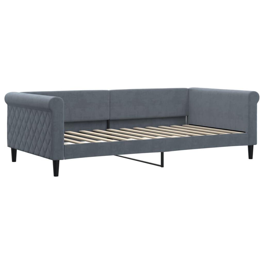 Slaapbank met onderschuifbed 100x200 cm fluweel donkergrijs is nu te koop bij PeponiXL, paradijselijk wonen!