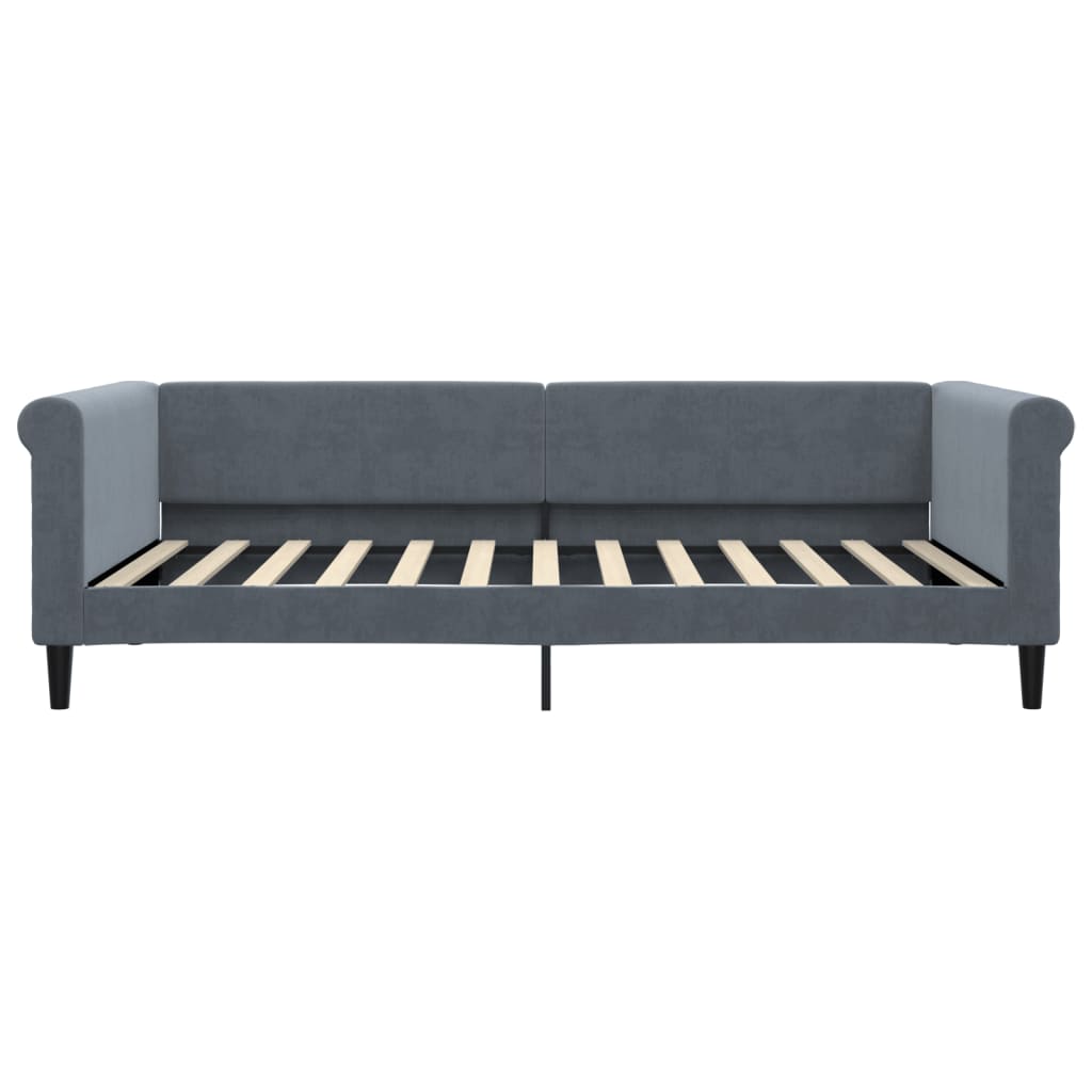 Slaapbank met onderschuifbed 100x200 cm fluweel donkergrijs is nu te koop bij PeponiXL, paradijselijk wonen!