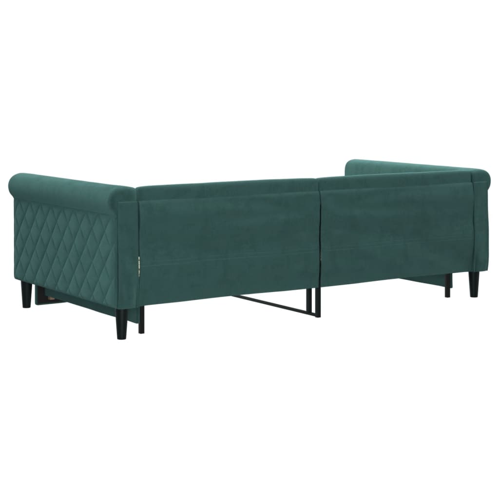Slaapbank met onderschuifbed 100x200 cm fluweel donkergroen is nu te koop bij PeponiXL, paradijselijk wonen!