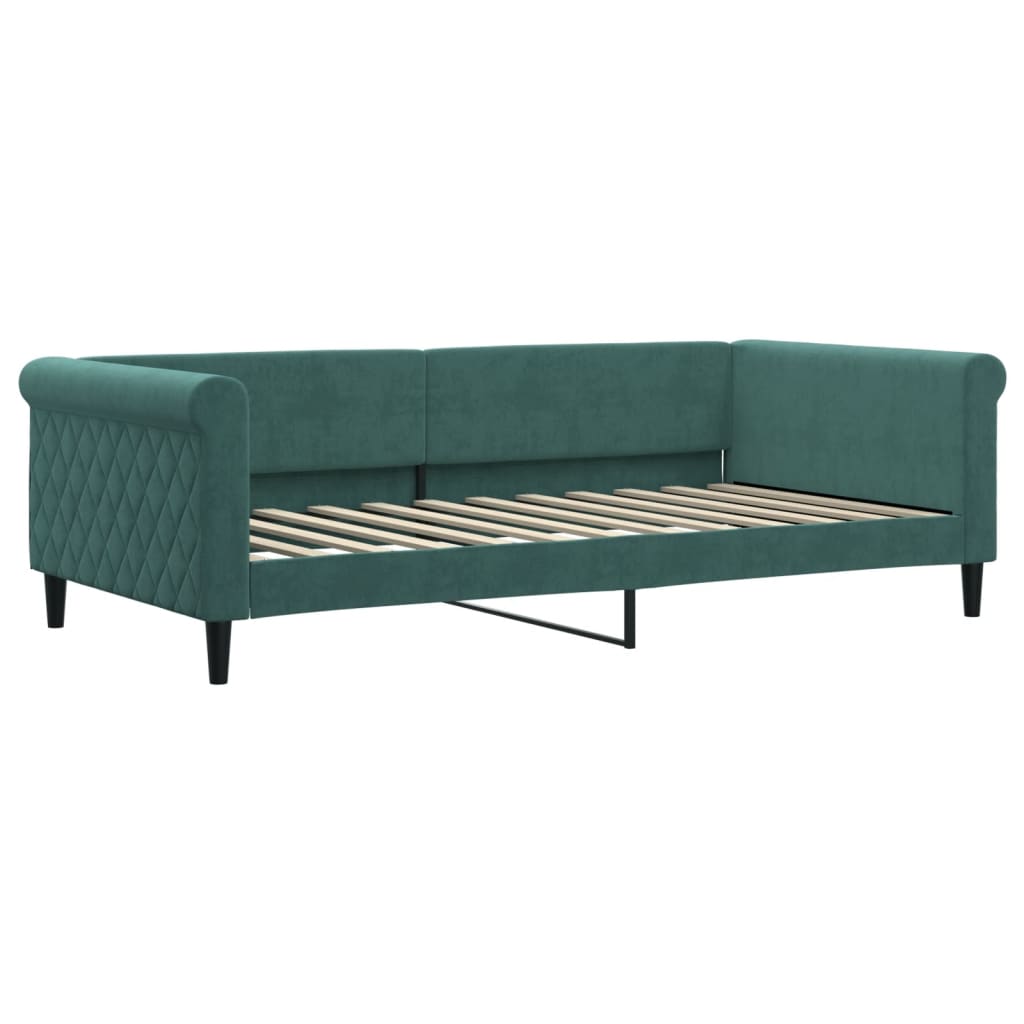 Slaapbank met onderschuifbed 100x200 cm fluweel donkergroen is nu te koop bij PeponiXL, paradijselijk wonen!