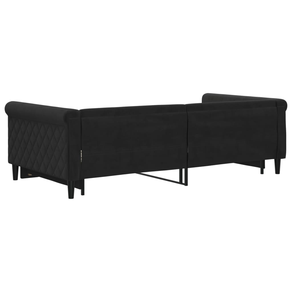 Slaapbank met onderschuifbed 100x200 cm fluweel zwart is nu te koop bij PeponiXL, paradijselijk wonen!