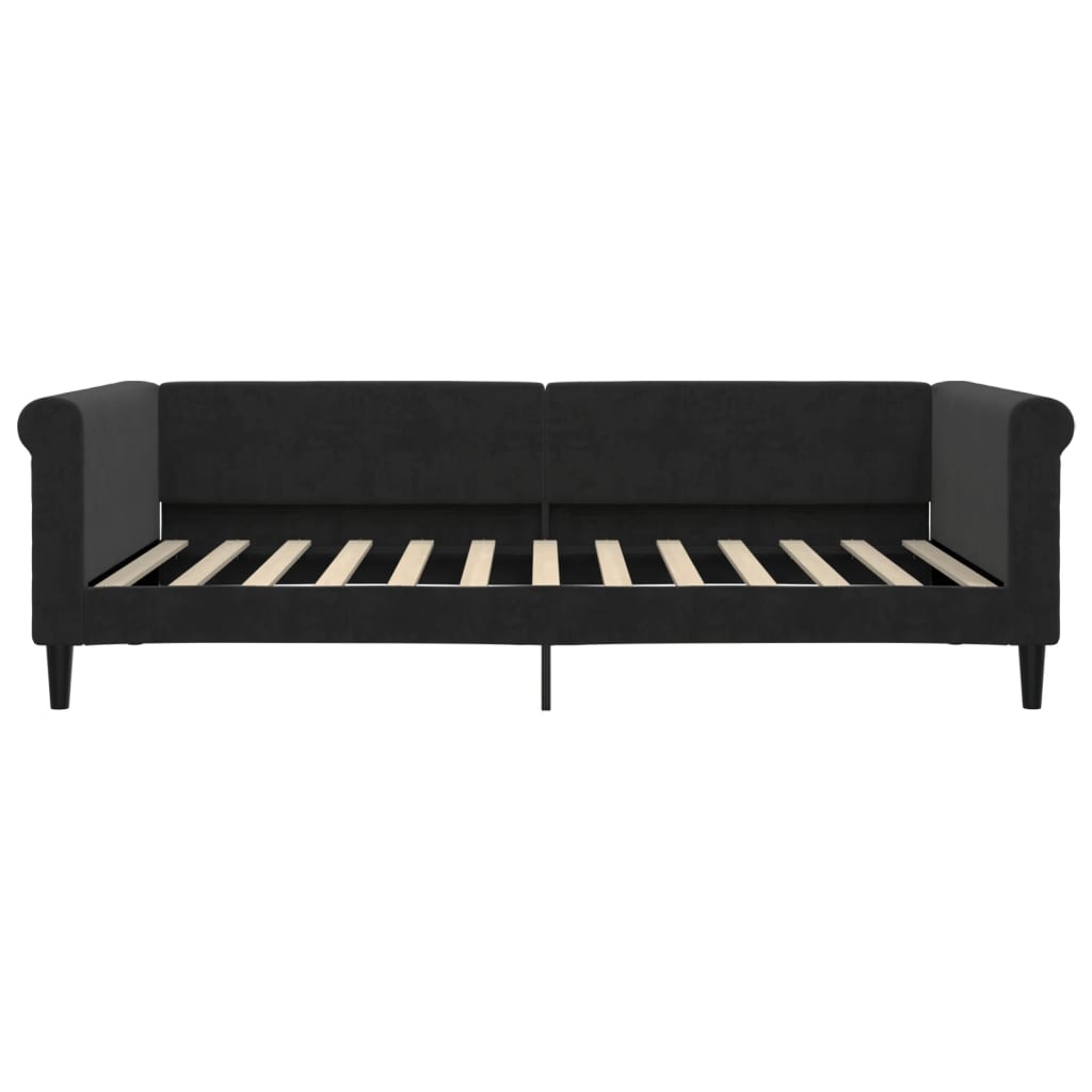 Slaapbank met onderschuifbed 100x200 cm fluweel zwart is nu te koop bij PeponiXL, paradijselijk wonen!
