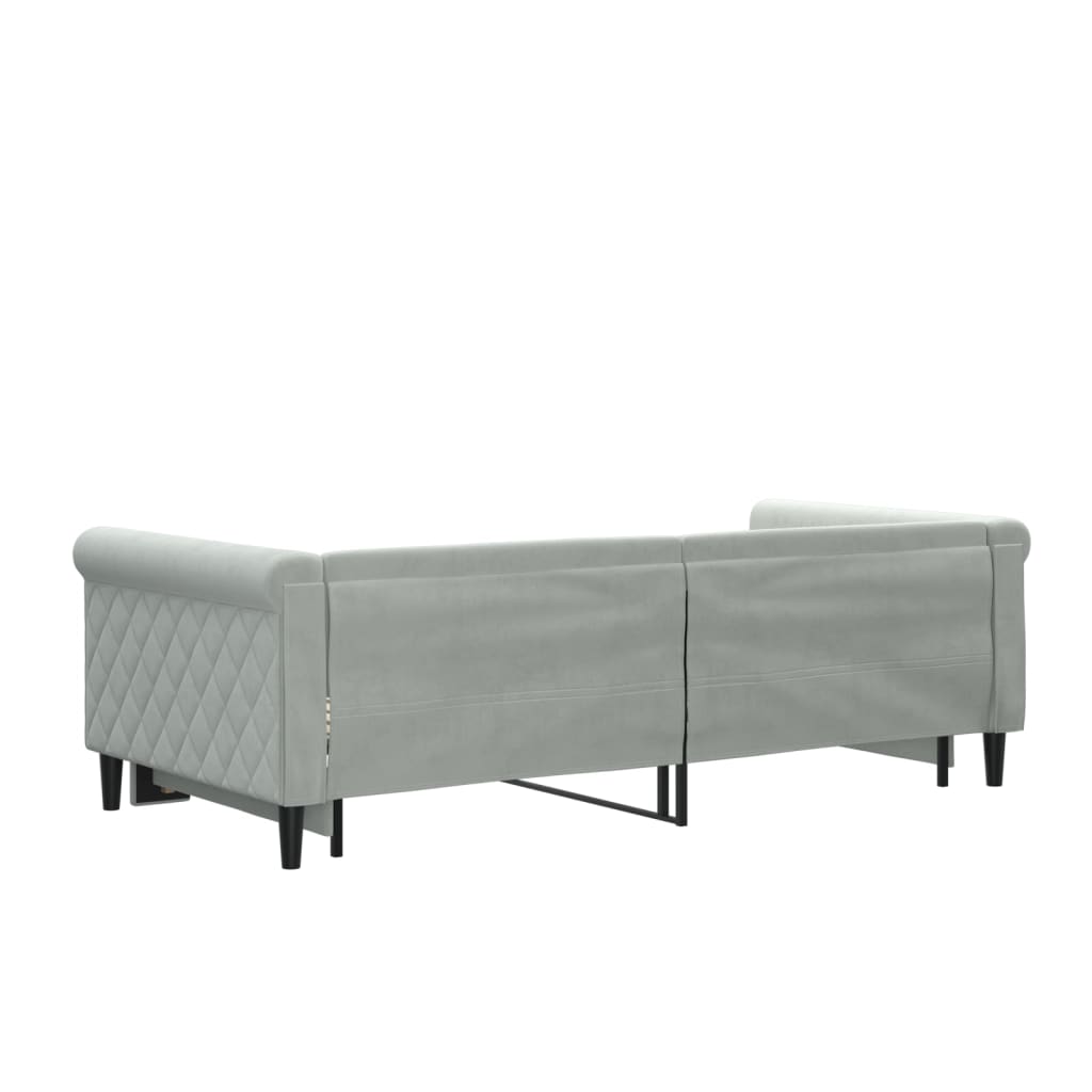 Slaapbank met onderschuifbed 90x190 cm fluweel lichtgrijs is nu te koop bij PeponiXL, paradijselijk wonen!
