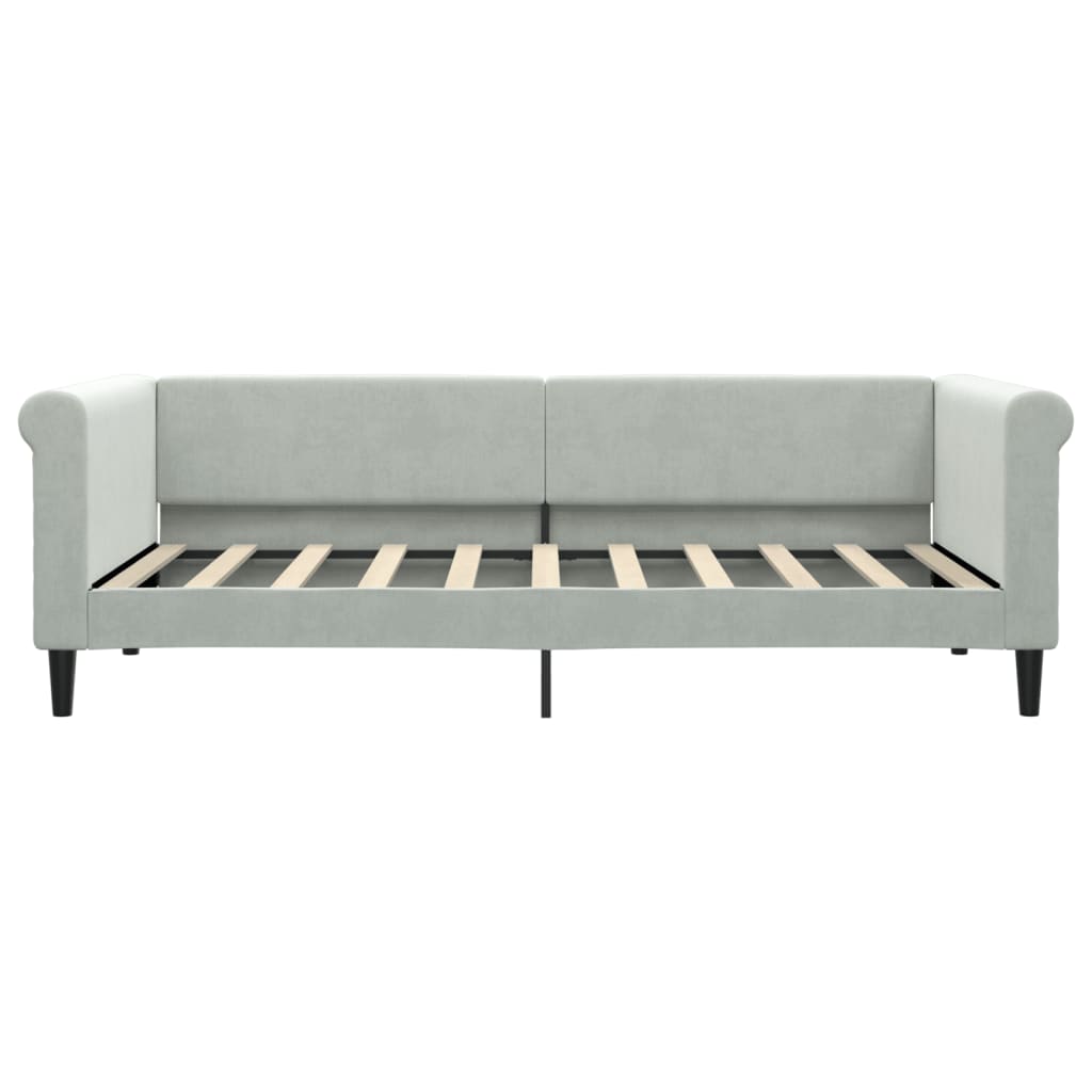 Slaapbank met onderschuifbed 90x190 cm fluweel lichtgrijs is nu te koop bij PeponiXL, paradijselijk wonen!