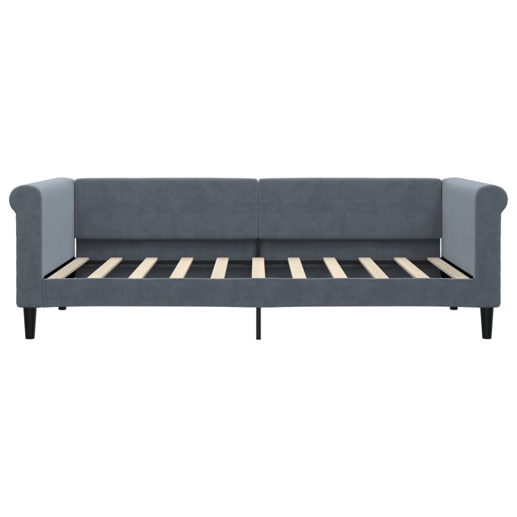 Slaapbank met onderschuifbed 90x190 cm fluweel donkergrijs is nu te koop bij PeponiXL, paradijselijk wonen!