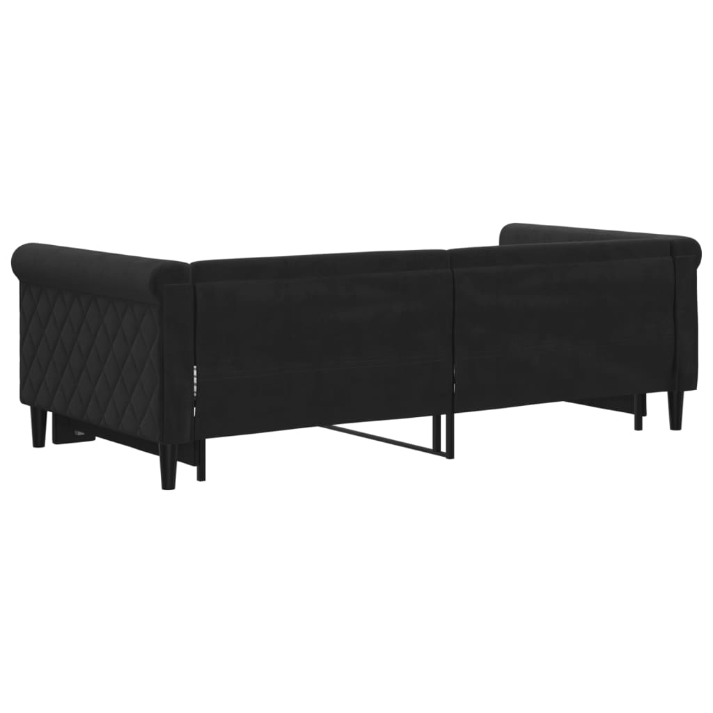 Slaapbank met onderschuifbed 90x190 cm fluweel zwart is nu te koop bij PeponiXL, paradijselijk wonen!