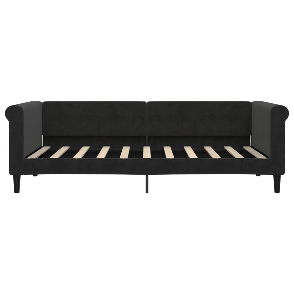 Slaapbank met onderschuifbed 90x190 cm fluweel zwart is nu te koop bij PeponiXL, paradijselijk wonen!