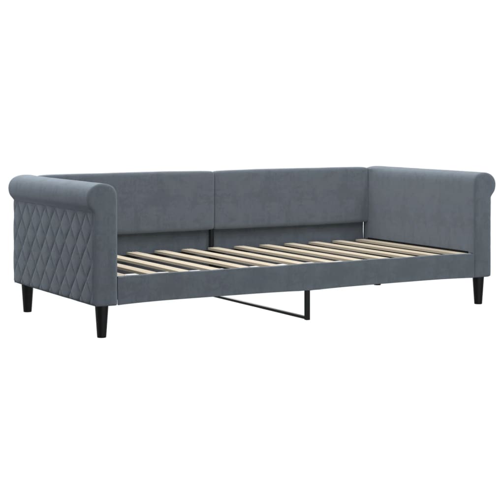 Slaapbank onderschuifbed matrassen 90x200cm fluweel donkergrijs is nu te koop bij PeponiXL, paradijselijk wonen!