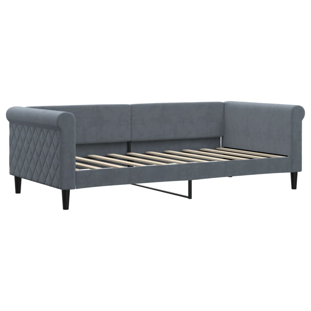 Slaapbank onderschuifbed matrassen 90x190cm fluweel donkergrijs is nu te koop bij PeponiXL, paradijselijk wonen!