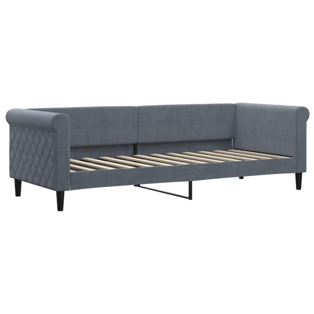 Slaapbank onderschuifbed en lades 80x200 cm fluweel donkergrijs is nu te koop bij PeponiXL, paradijselijk wonen!