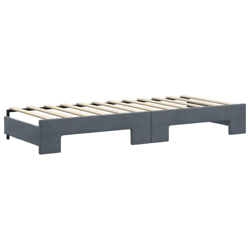 Slaapbank onderschuifbed en lades 80x200 cm fluweel donkergrijs is nu te koop bij PeponiXL, paradijselijk wonen!