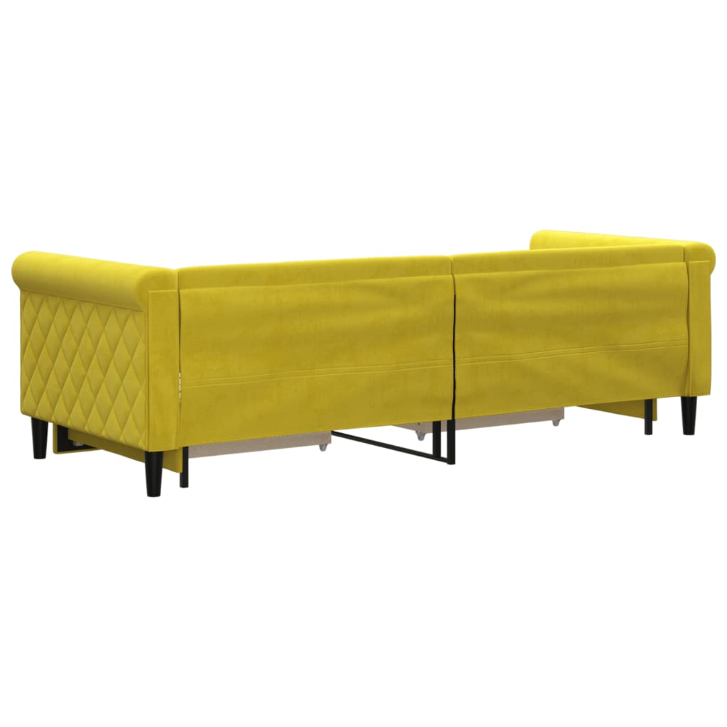 Slaapbank met onderschuifbed en lades 80x200 cm fluweel geel is nu te koop bij PeponiXL, paradijselijk wonen!