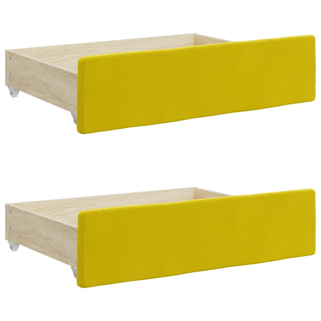Slaapbank met onderschuifbed en lades 80x200 cm fluweel geel is nu te koop bij PeponiXL, paradijselijk wonen!