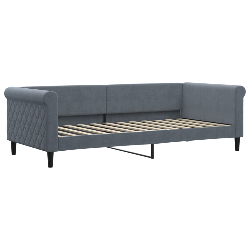 Slaapbank onderschuifbed en lades 90x200 cm fluweel donkergrijs is nu te koop bij PeponiXL, paradijselijk wonen!