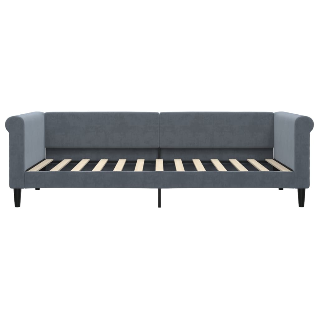 Slaapbank onderschuifbed en lades 90x200 cm fluweel donkergrijs is nu te koop bij PeponiXL, paradijselijk wonen!