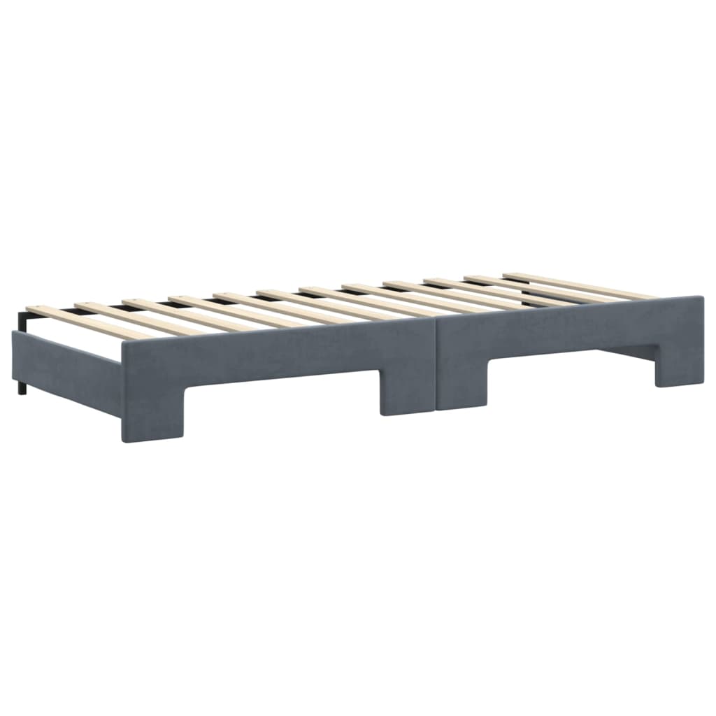 Slaapbank onderschuifbed en lades 90x200 cm fluweel donkergrijs is nu te koop bij PeponiXL, paradijselijk wonen!