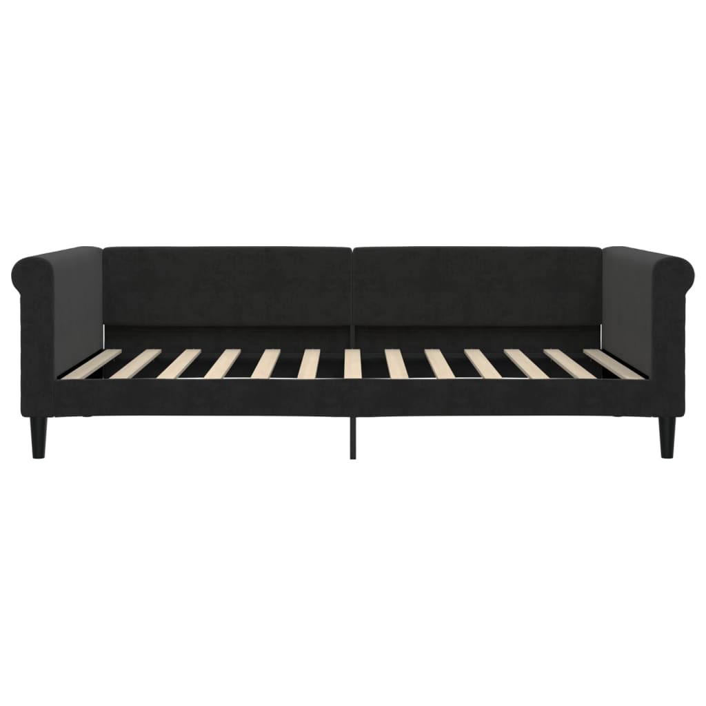 Slaapbank met onderschuifbed en lades 100x200 cm fluweel zwart is nu te koop bij PeponiXL, paradijselijk wonen!