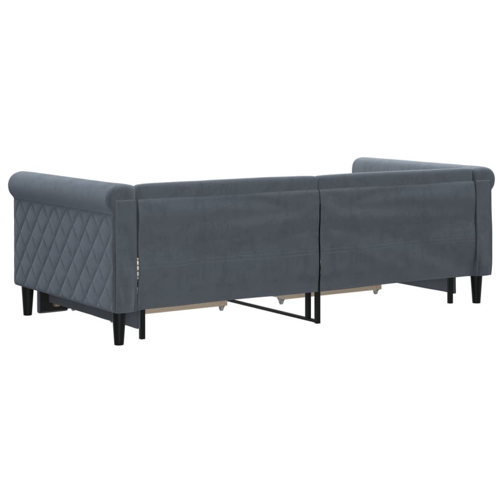 Slaapbank onderschuifbed en lades 90x190 cm fluweel donkergrijs is nu te koop bij PeponiXL, paradijselijk wonen!