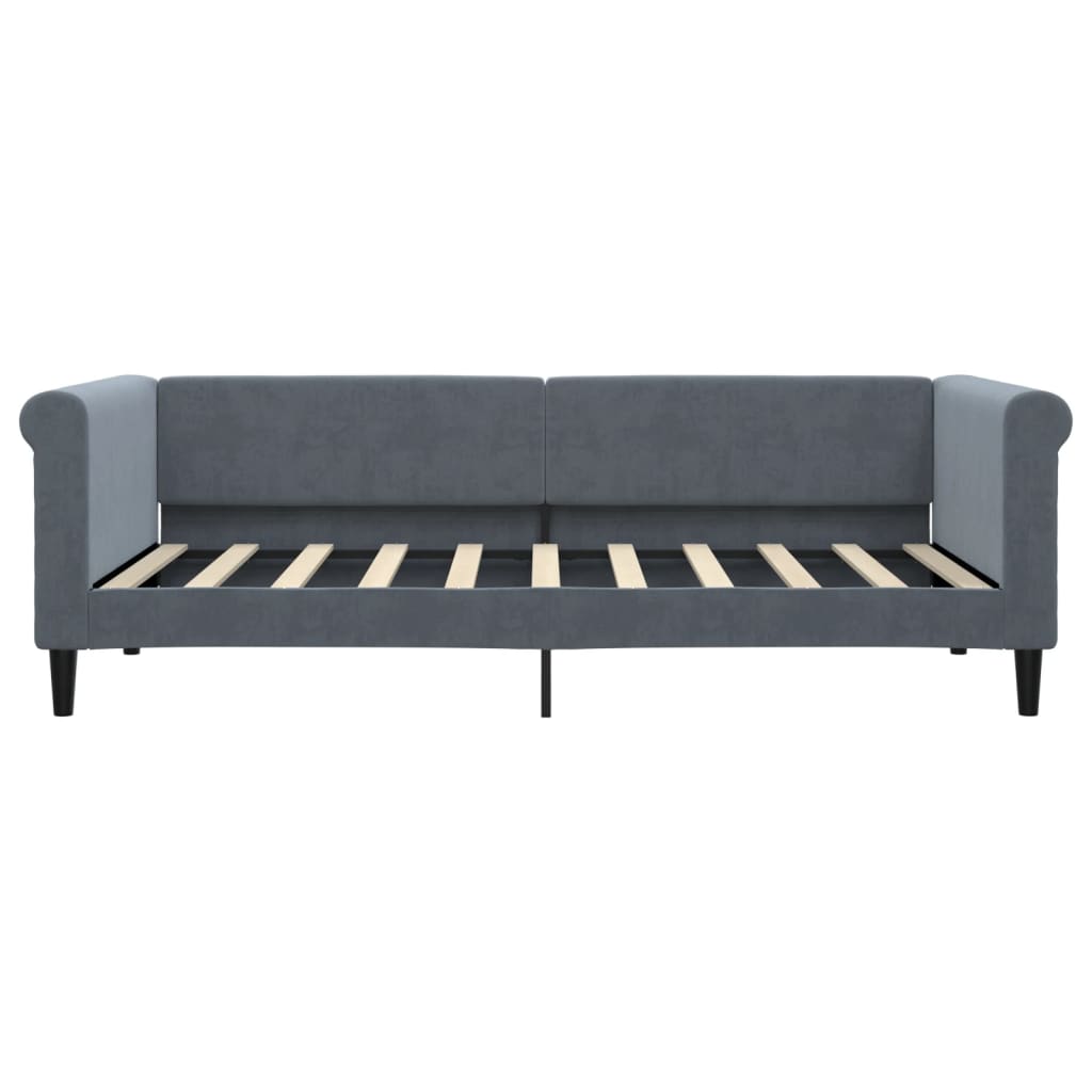 Slaapbank onderschuifbed en lades 90x190 cm fluweel donkergrijs is nu te koop bij PeponiXL, paradijselijk wonen!