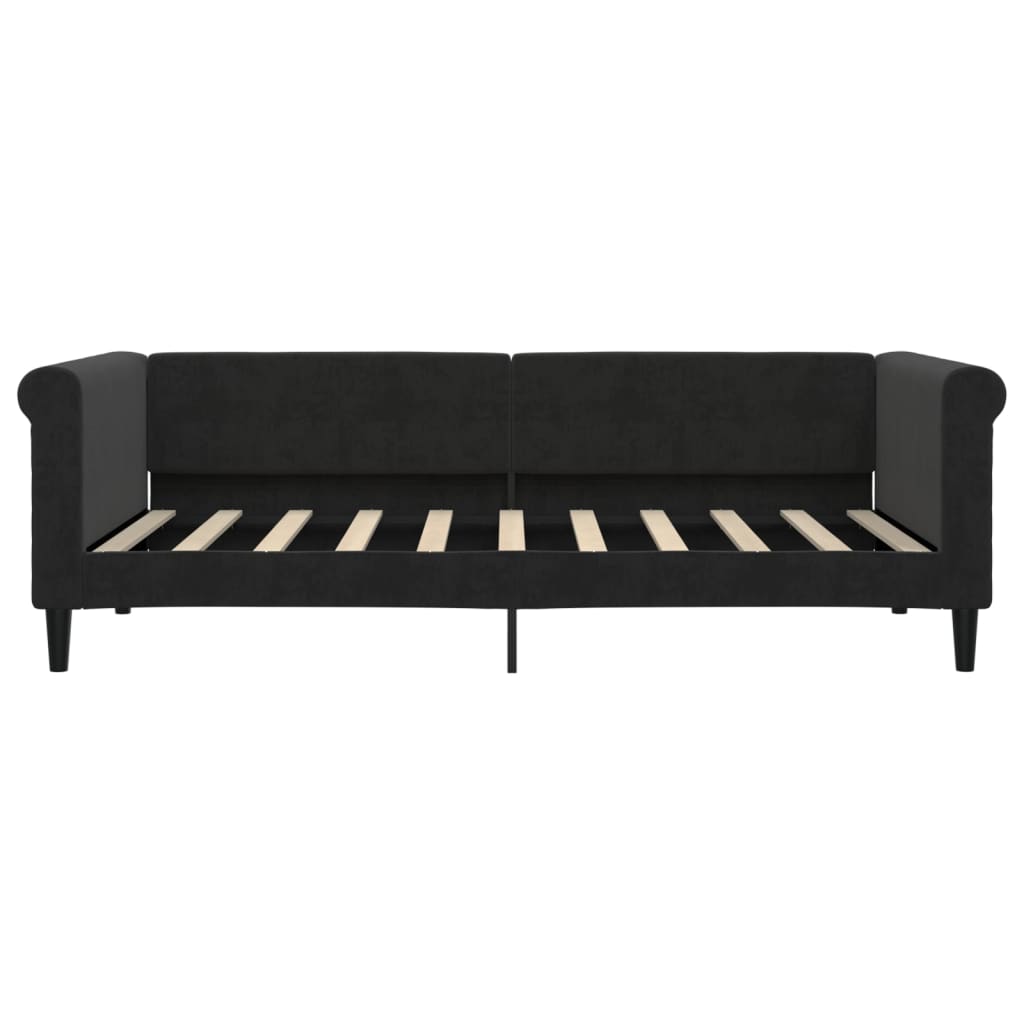 Slaapbank met onderschuifbed en lades 90x190 cm fluweel zwart is nu te koop bij PeponiXL, paradijselijk wonen!
