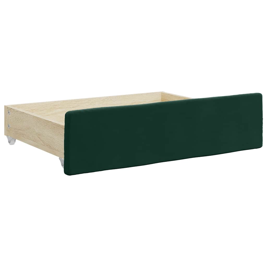 Slaapbank onderschuifbed en lades 90x200 cm fluweel donkergroen