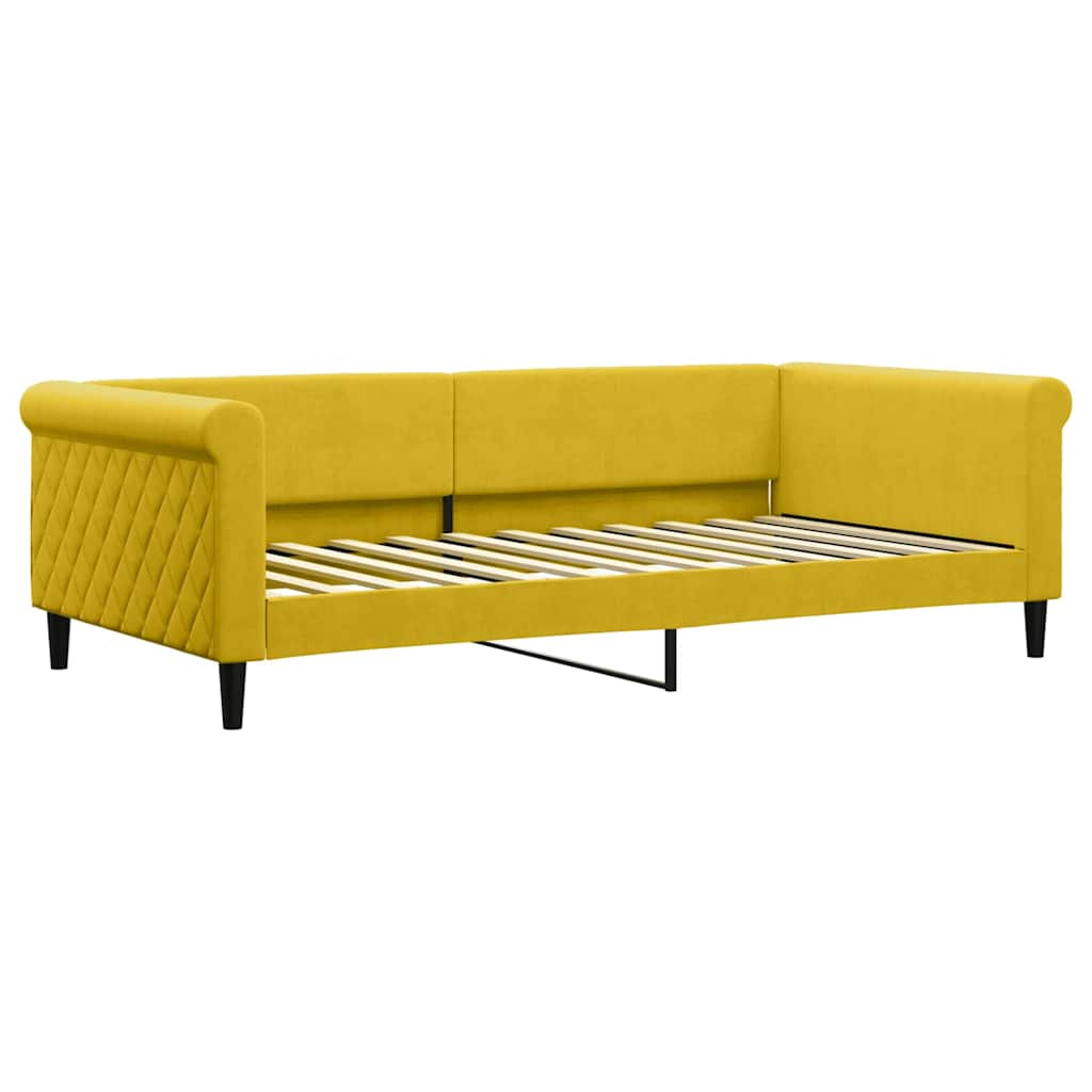 Slaapbank met onderschuifbed en lades 100x200 cm fluweel geel