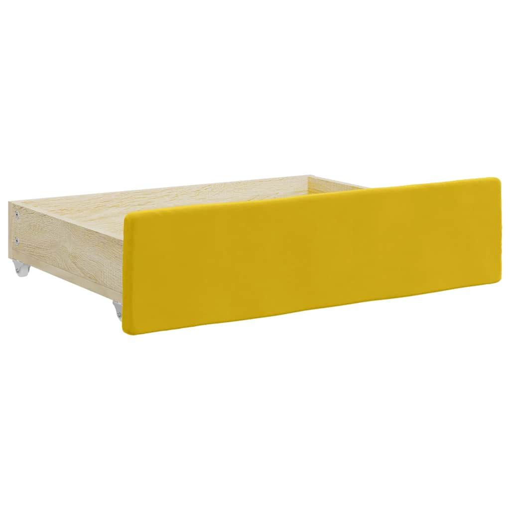 Slaapbank met onderschuifbed en lades 100x200 cm fluweel geel