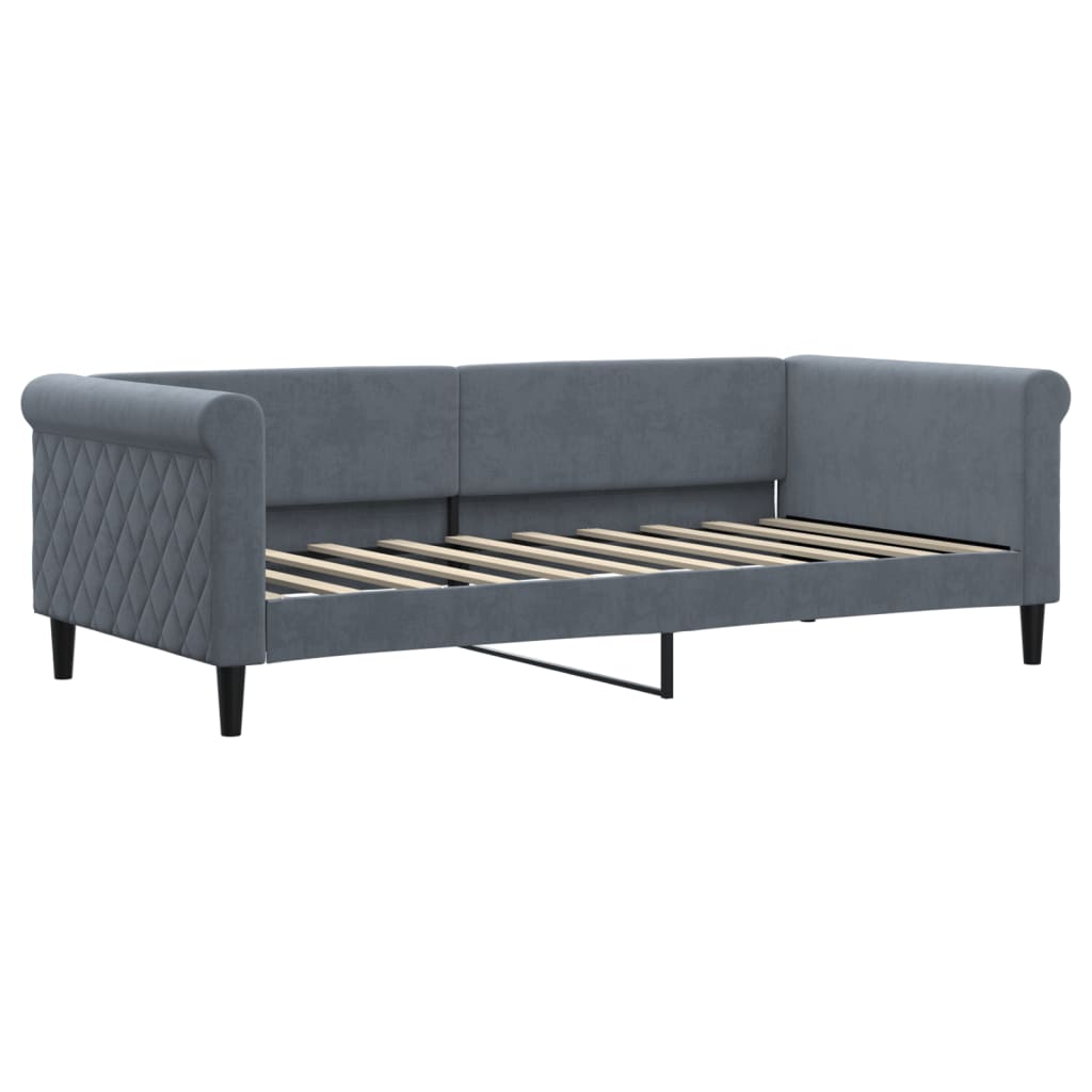 Slaapbank onderschuifbed en lades 90x190 cm fluweel donkergrijs is nu te koop bij PeponiXL, paradijselijk wonen!