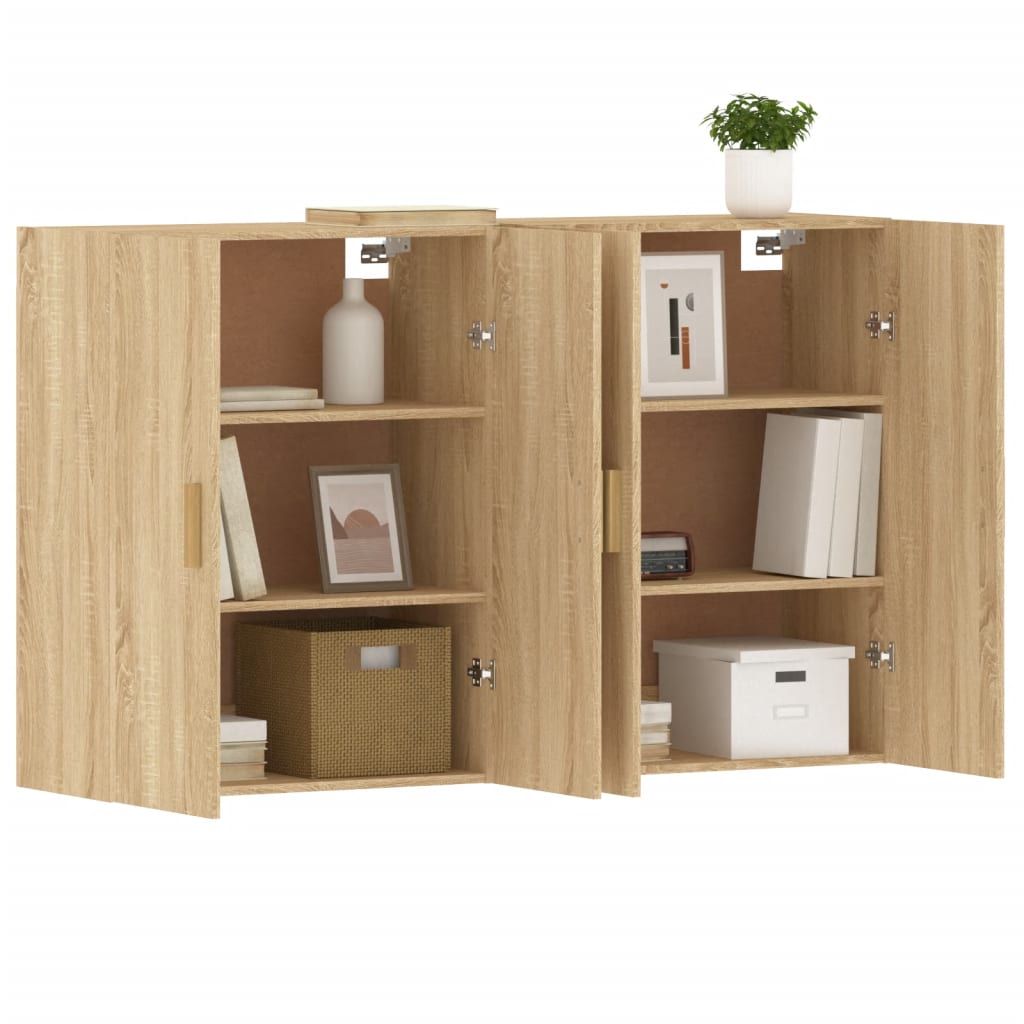 Hangkasten 2 st bewerkt hout sonoma eikenkleurig is nu te koop bij PeponiXL, paradijselijk wonen!