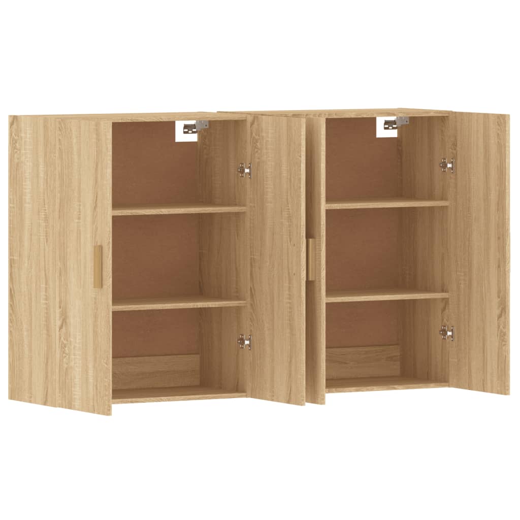 Hangkasten 2 st bewerkt hout sonoma eikenkleurig is nu te koop bij PeponiXL, paradijselijk wonen!