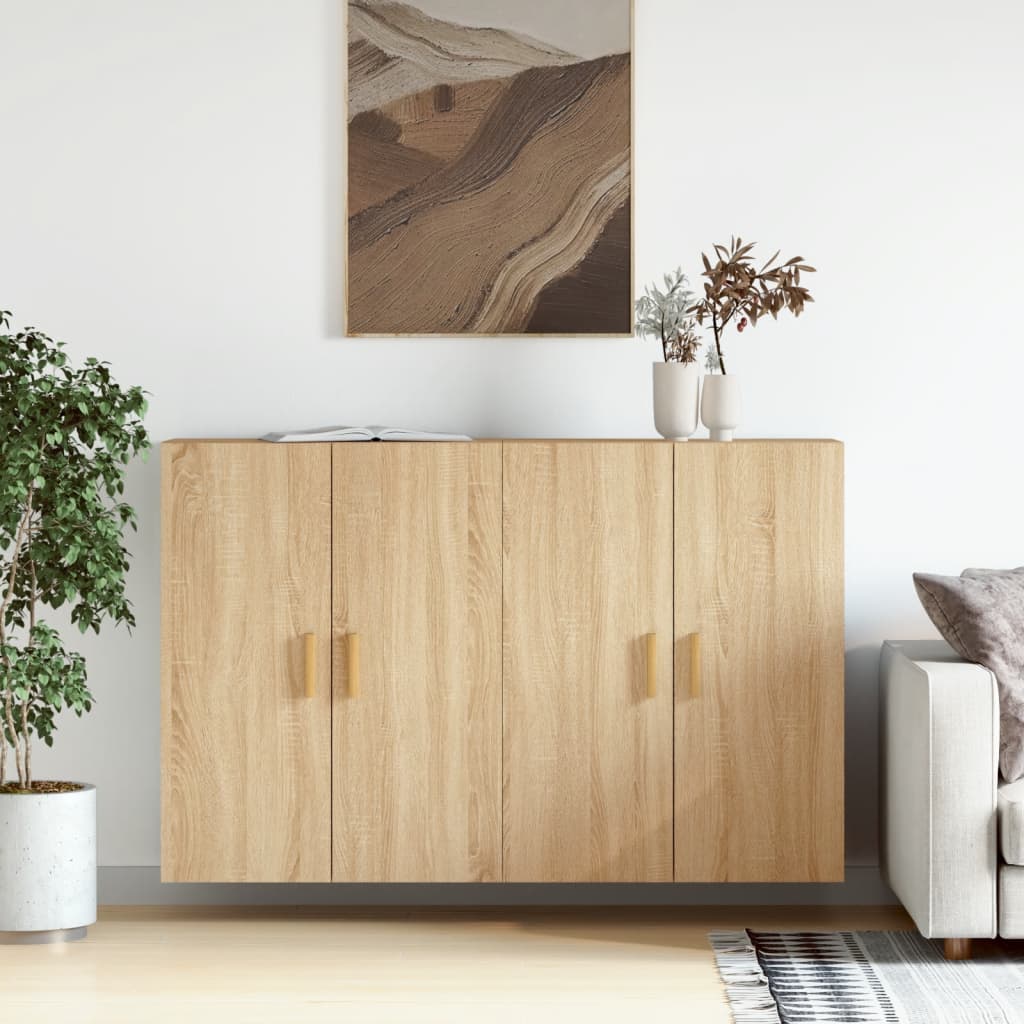 Hangkasten 2 st bewerkt hout sonoma eikenkleurig is nu te koop bij PeponiXL, paradijselijk wonen!