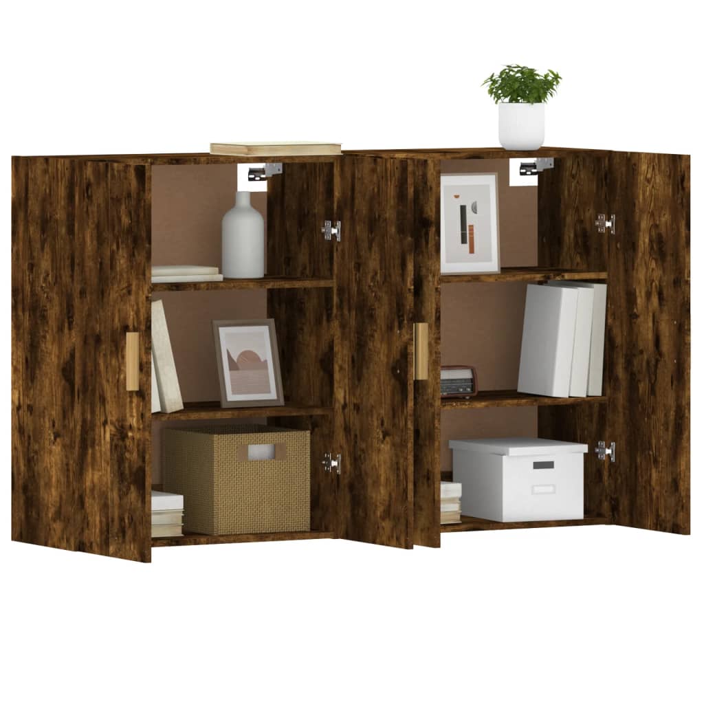 Hangkasten 2 st bewerkt hout gerookt eikenkleurig is nu te koop bij PeponiXL, paradijselijk wonen!