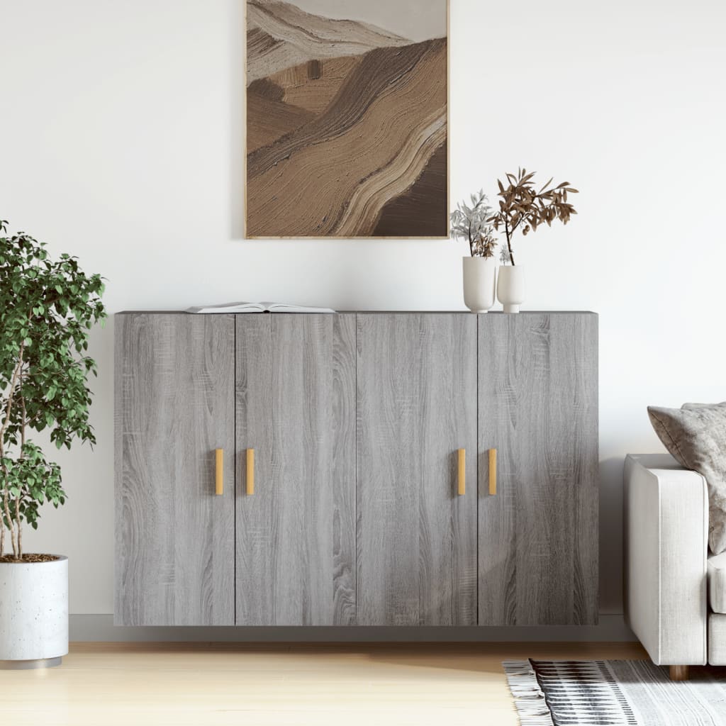 Hangkasten 2 st bewerkt hout grijs sonoma eikenkleurig is nu te koop bij PeponiXL, paradijselijk wonen!