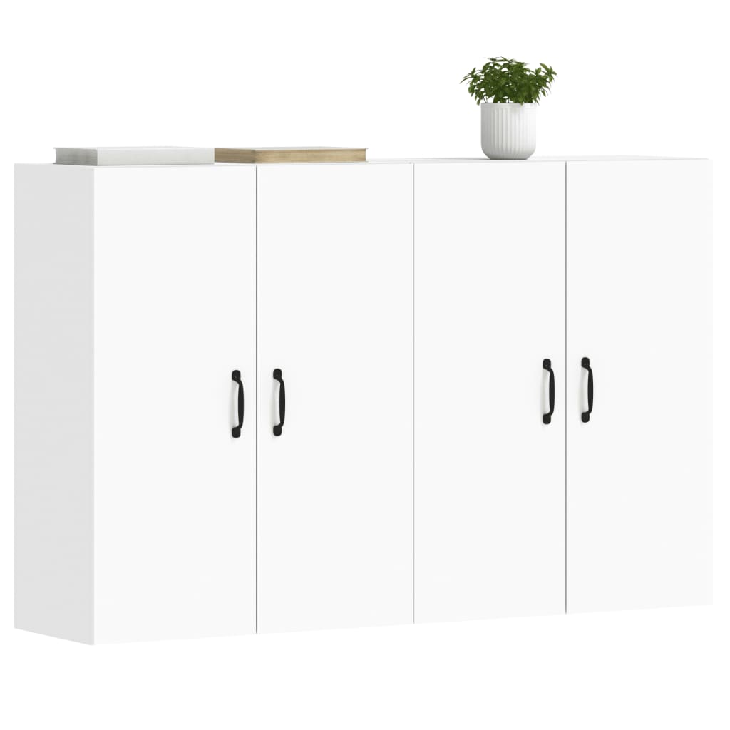 Hangkasten 2 st bewerkt hout wit is nu te koop bij PeponiXL, paradijselijk wonen!