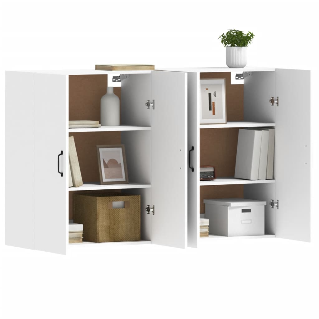 Hangkasten 2 st bewerkt hout wit is nu te koop bij PeponiXL, paradijselijk wonen!