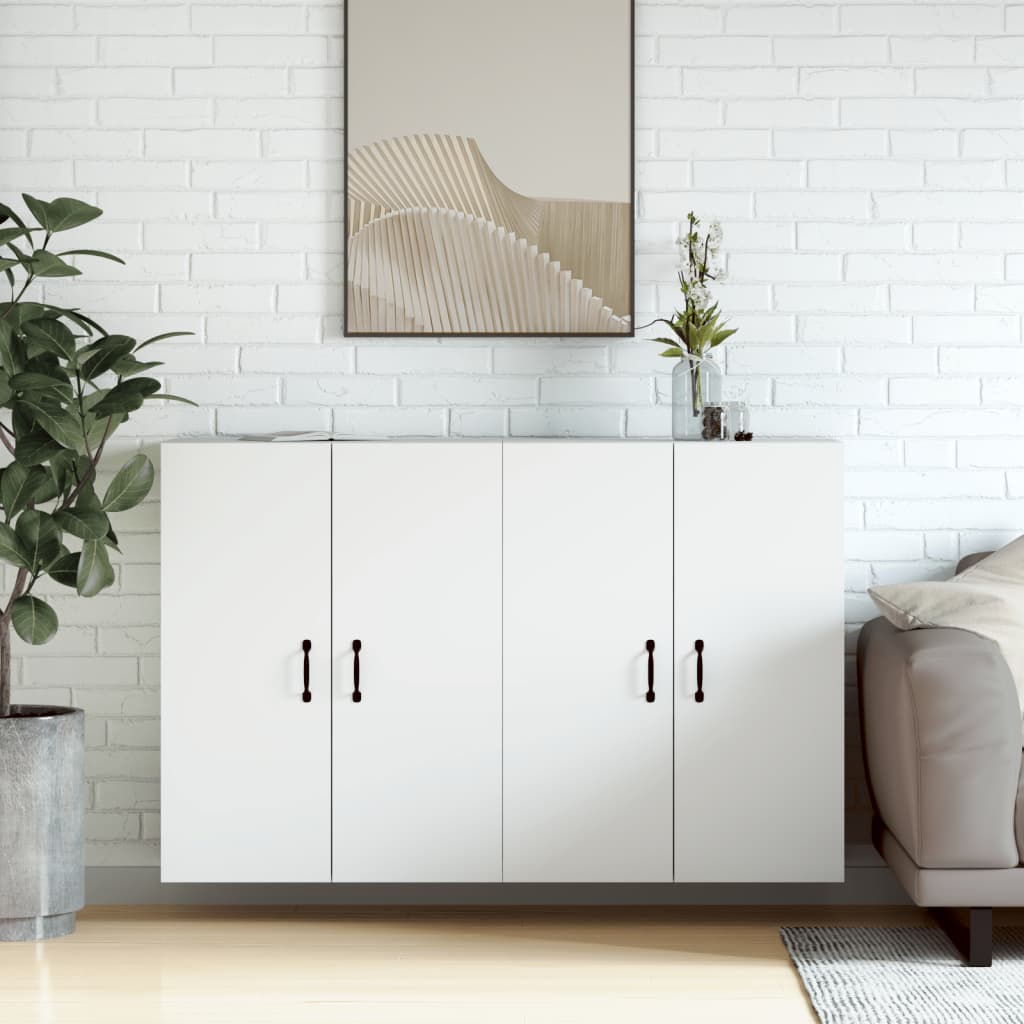 Hangkasten 2 st bewerkt hout wit is nu te koop bij PeponiXL, paradijselijk wonen!