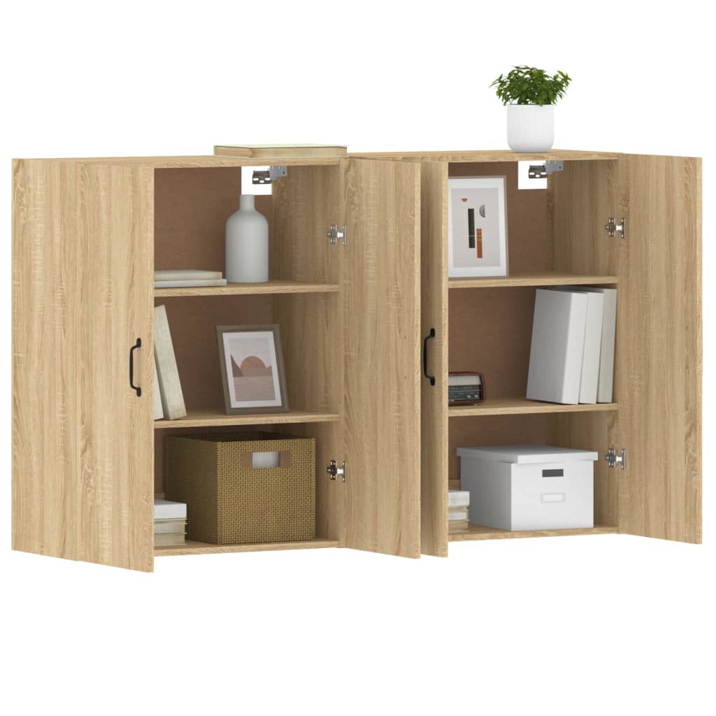 Hangkasten 2 st bewerkt hout sonoma eikenkleurig is nu te koop bij PeponiXL, paradijselijk wonen!