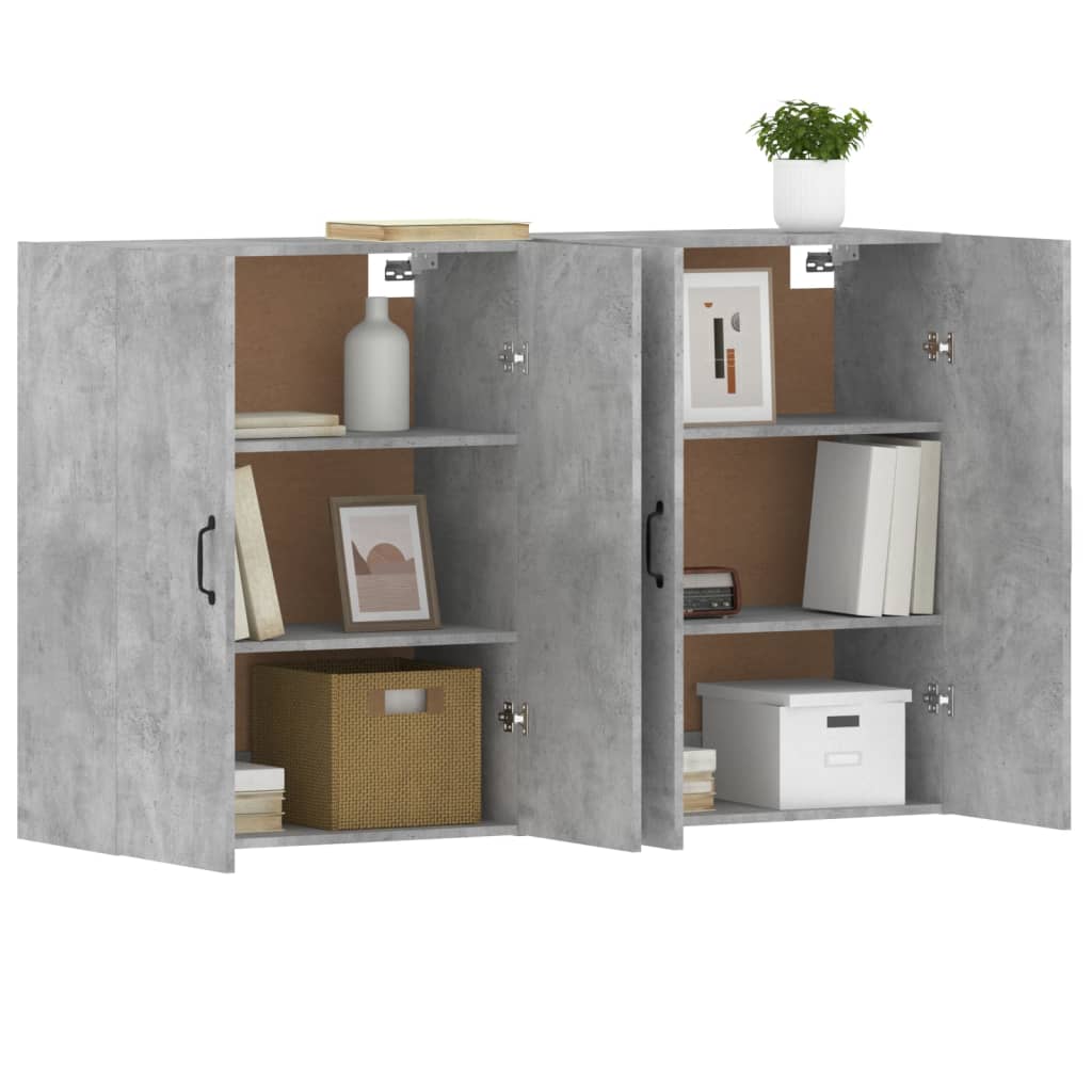 Hangkasten 2 st bewerkt hout betongrijs is nu te koop bij PeponiXL, paradijselijk wonen!