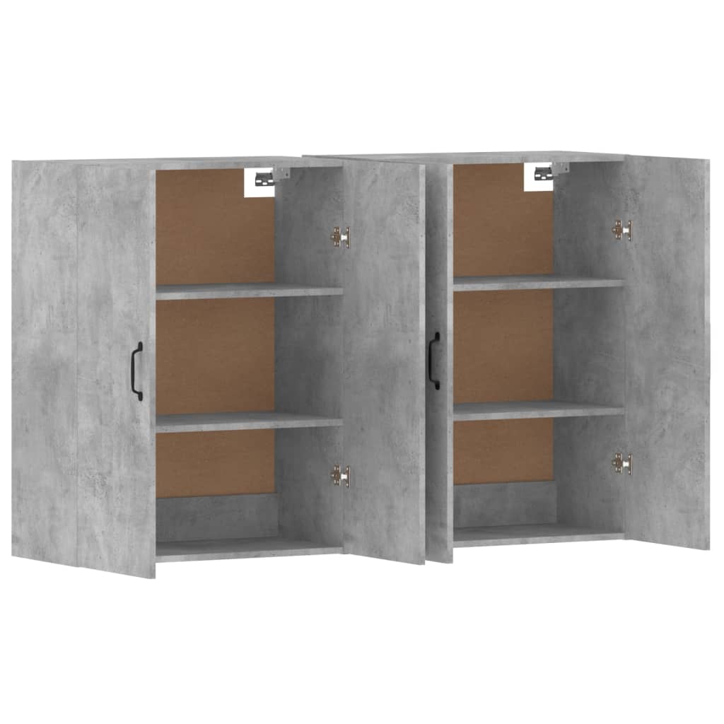 Hangkasten 2 st bewerkt hout betongrijs is nu te koop bij PeponiXL, paradijselijk wonen!