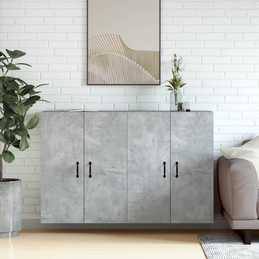 Hangkasten 2 st bewerkt hout betongrijs is nu te koop bij PeponiXL, paradijselijk wonen!