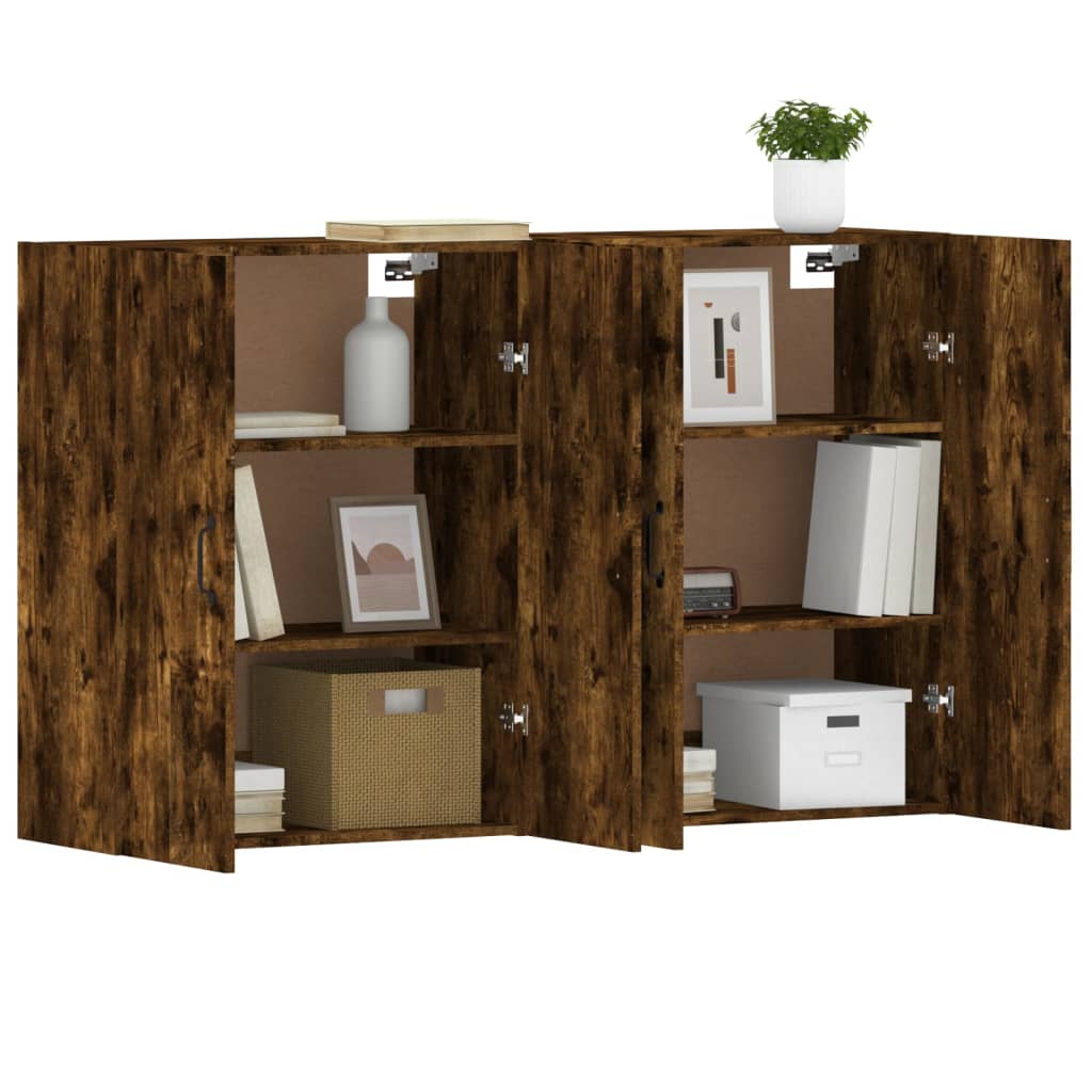 Hangkasten 2 st bewerkt hout gerookt eikenkleurig is nu te koop bij PeponiXL, paradijselijk wonen!