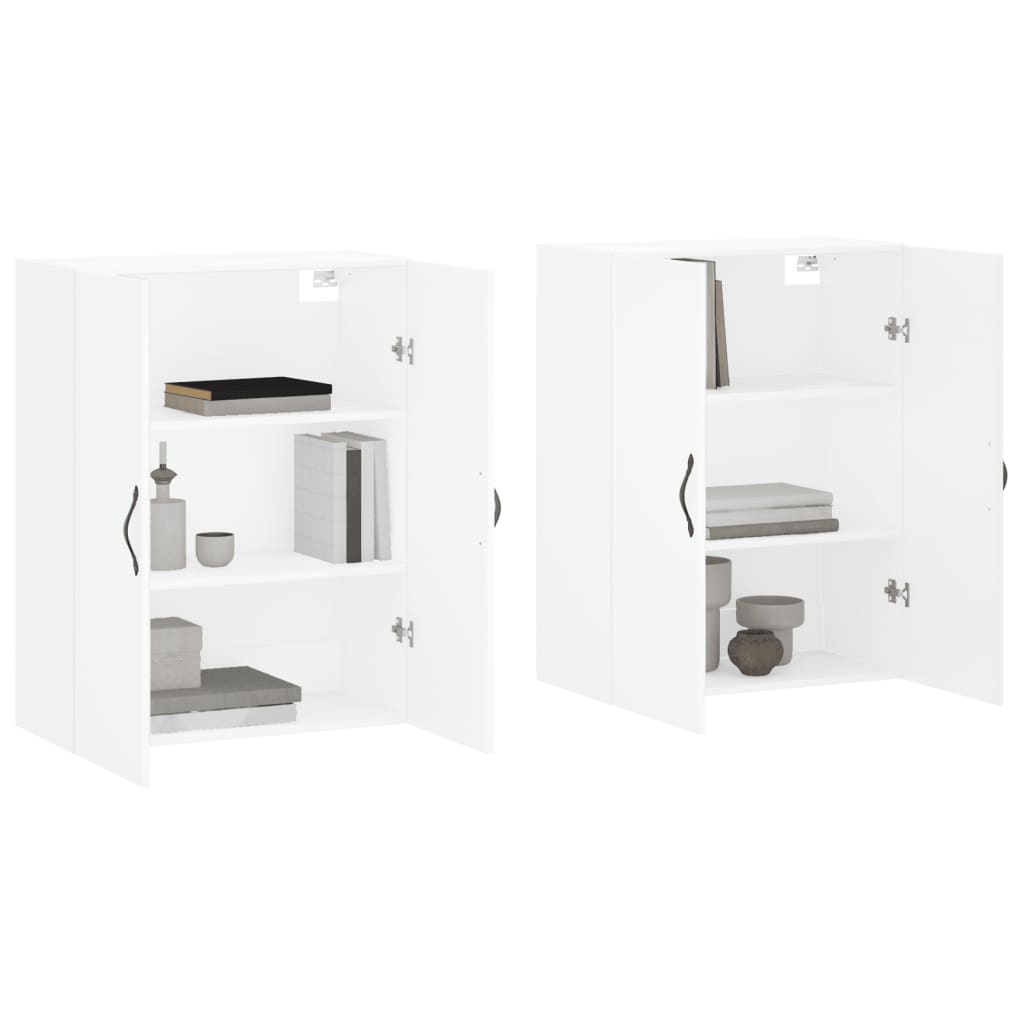 Hangkasten 2 st bewerkt hout wit is nu te koop bij PeponiXL, paradijselijk wonen!