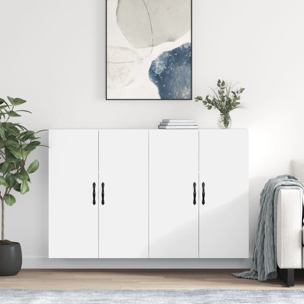 Hangkasten 2 st bewerkt hout wit is nu te koop bij PeponiXL, paradijselijk wonen!