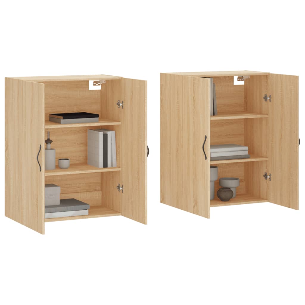 Hangkasten 2 st bewerkt hout sonoma eikenkleurig is nu te koop bij PeponiXL, paradijselijk wonen!